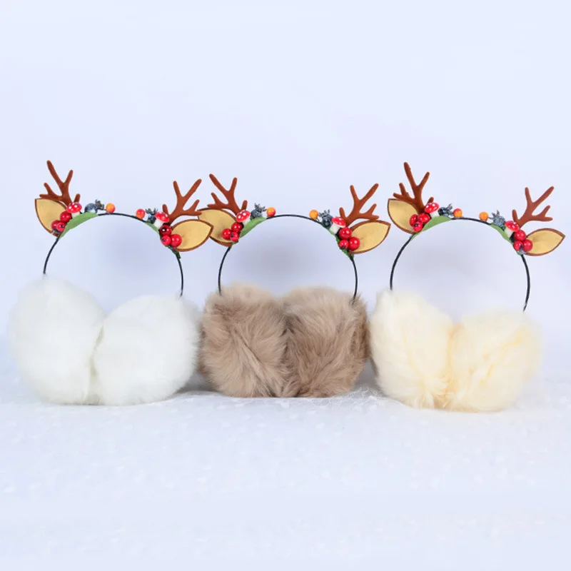 

New Christmas Elk Earmuffs Christmas Earmuffs Cute Knitted Plush Earmuffs Girls' Earmuffs Children's Earmuffs