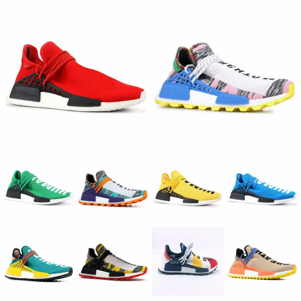 

2020 Human Race Running Shoes Men Women Pharrell Williams White Red Sample Yellow Core Black Trainers Sports Sneakers 40-45
