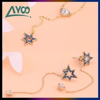 swa fashion jewelry original 11 charm romantic star moon earline female earring necklace bracelet set romantic gift for women