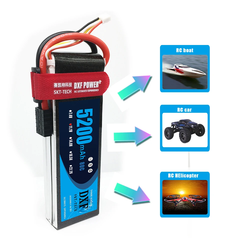 dxf rc батарея 2 шт 111 v 5200mah 80c 160c 3s lipo для верто