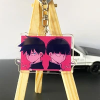 classic anime mob psycho 100 keychain double sided transparent acrylic cartoon characters men women for keyring accessories gift