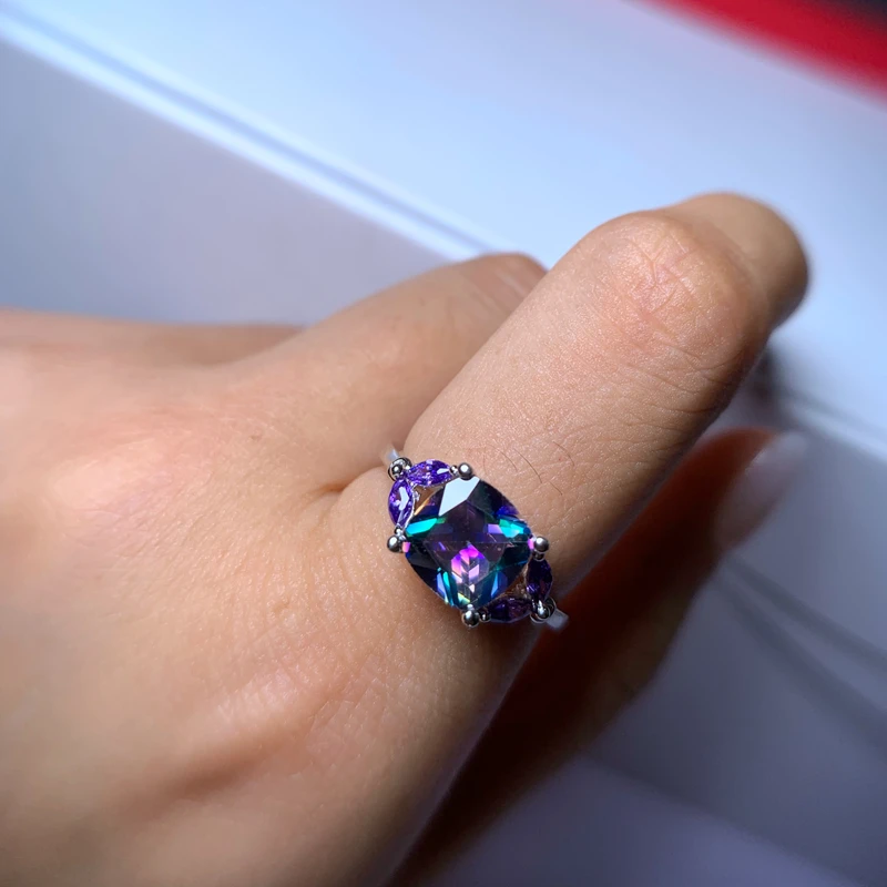 Женские Классические кольца ANGELFRIGG серебристые с разноцветными фианитами AAA