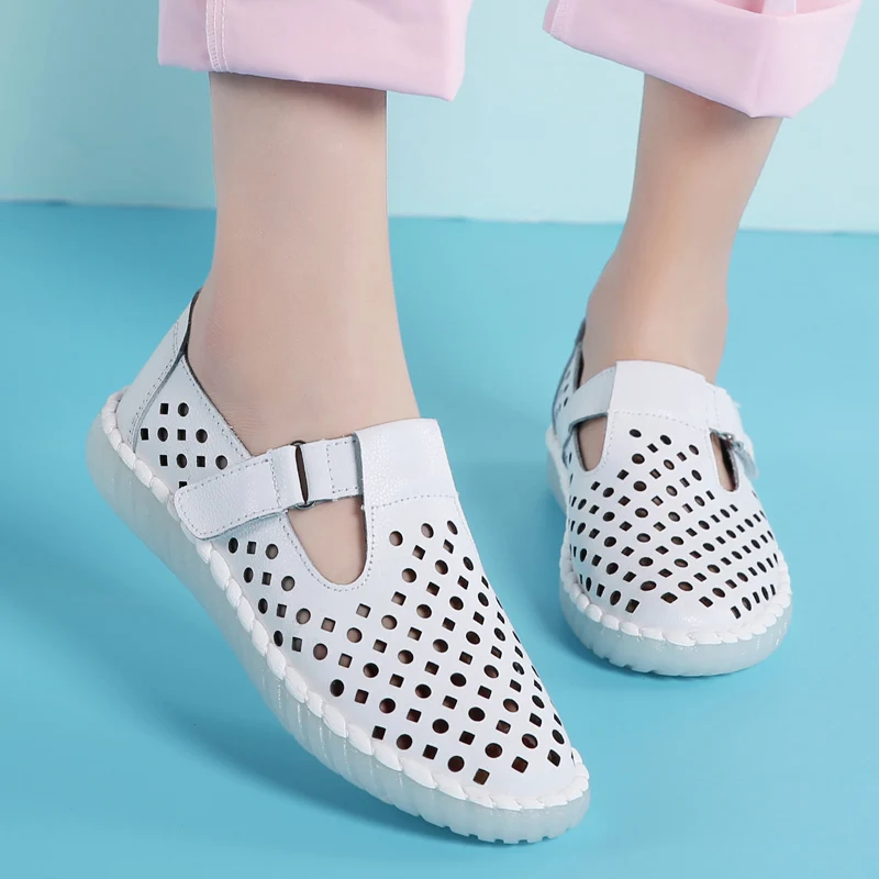 Туфли женские прогулочные мягкий мокасин с круглым носком из микрофибры плоская