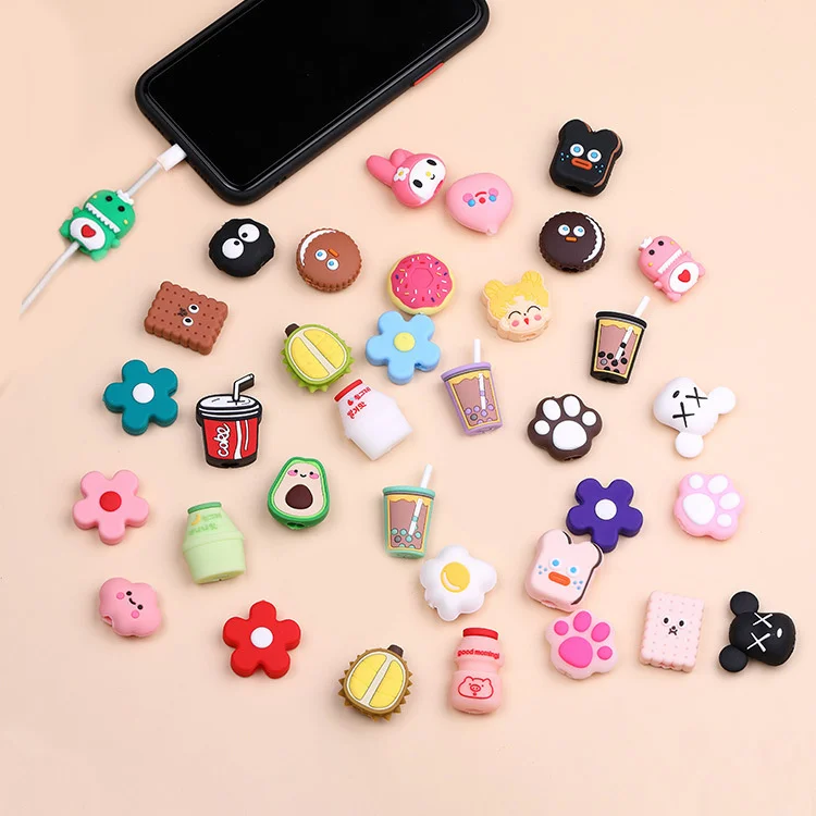 

50 шт./лот защита для телефонного USB-кабеля для iphone Зажимы для кабеля Шнур животное зажим для зарядного устройства держатель для провода Орга...