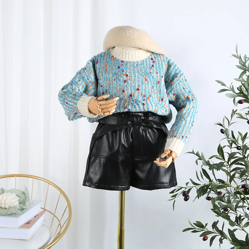 Детские кожаные штаны 2019 г. новые модные осенние шорты с бантом-бабочкой для