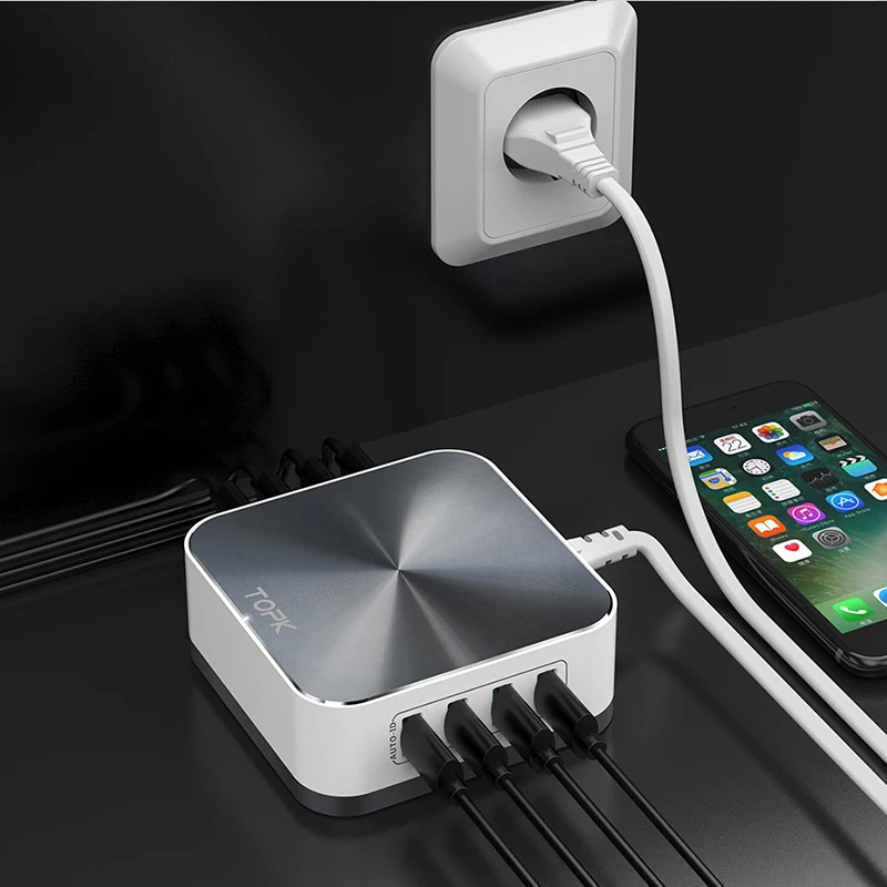 TOPK 50 Вт Quick Charge 3 0 USB зарядное устройство 8 портов Мобильный телефон настольное