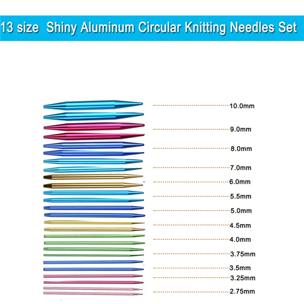 

Knitting Needle Weave Tools Kits Ergonomic Handle Durable Home Sweater Crochet Hook Ring Needle for DIY Sewing w/Storage Bag