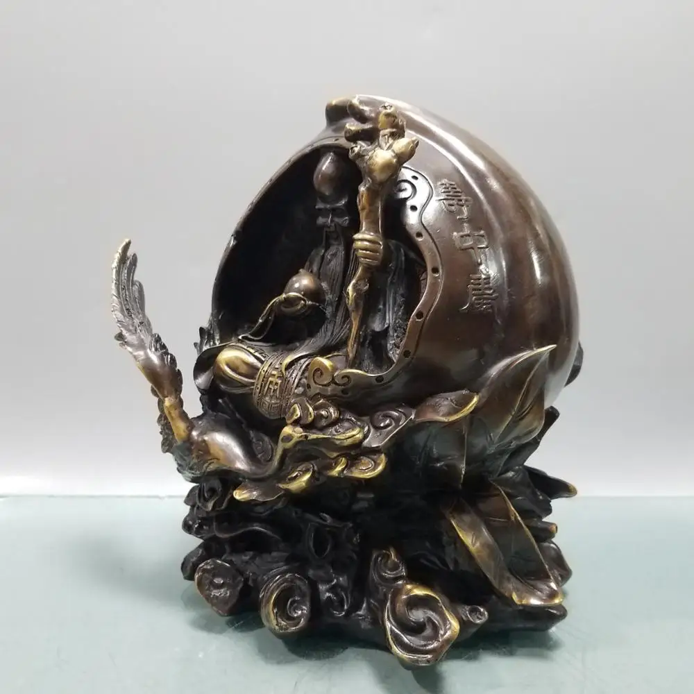 

wedding decoration Chinese Seikos brass Shouxing Shoutao statue Shou Xing's hand-carved Shou Tao symbolizes the word Shou Zhong