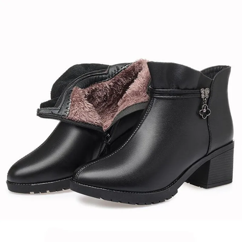 2019 г. новая осенне зимняя обувь из натуральной кожи женские ботинки теплые зимние