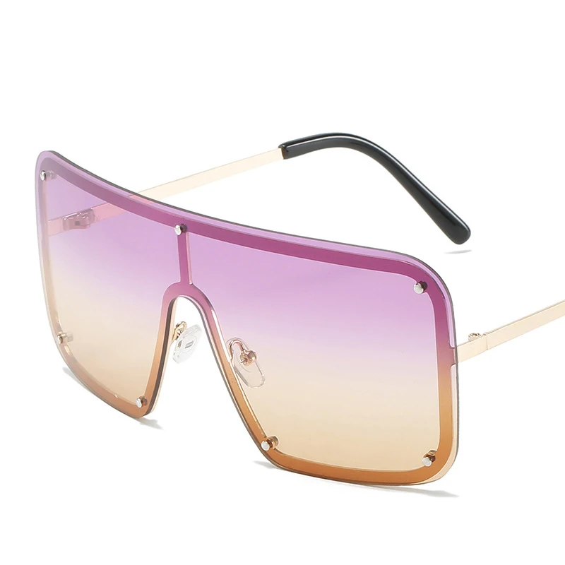 

2021 new sunglasses trend high street big frame sunglasses women one-piece lens gradient sunglasses street driving glasses men