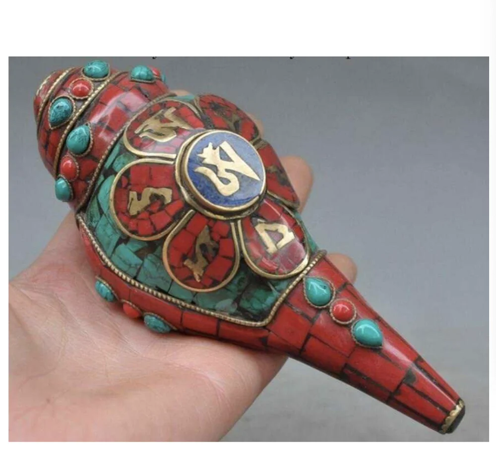 Собирайте Редкие Тибетский буддизм бронзовый инкрустация Бирюза Коралл