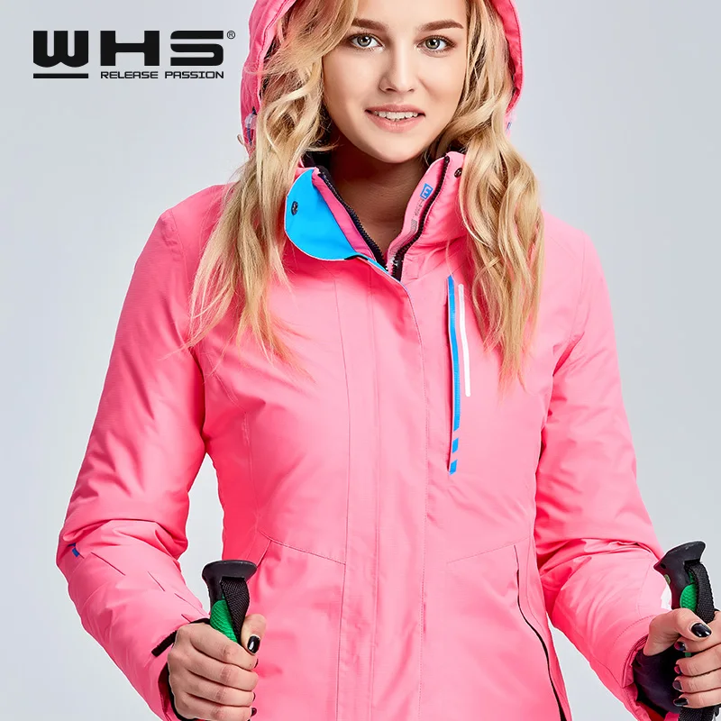 WHS Женская лыжная куртка зимняя уличная спортивная термокуртка