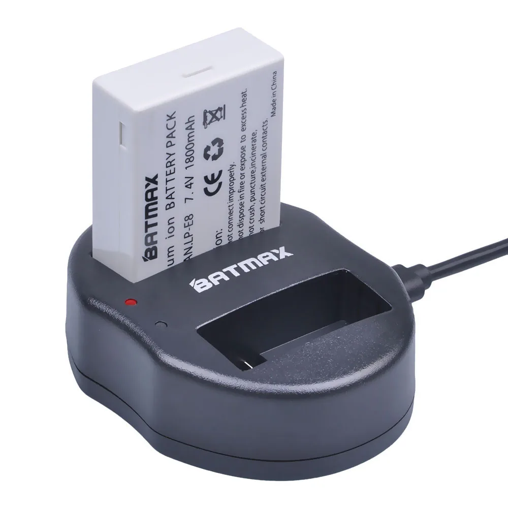 Аккумулятор для фотоаппарата Batmax 3pcs LP E8 + двойное зарядное устройство USB Canon EOS 550D