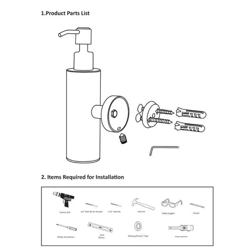 

200ml Stainless Steel Wall Mounted Soap Dispenser Bathroom Manual Press Pump M3GB