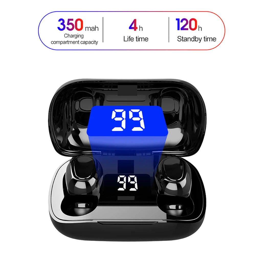 LED Earphones TWS Headset L21 Pro Bluetooth 5.0 Display Earbuds Sports In-ear Wireless Earphone for Huawei Xiaomi | Электроника