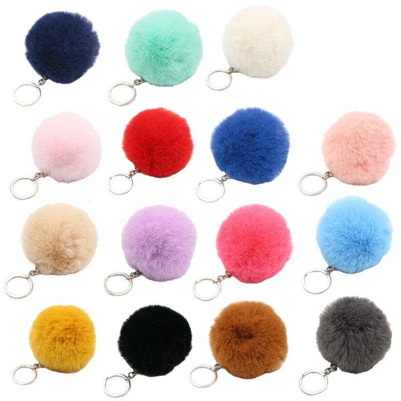 

Fluffy Plush Pom Pom Keychain Faux Fur Pompoms Ball Pendant Charm Bag Key Ring
