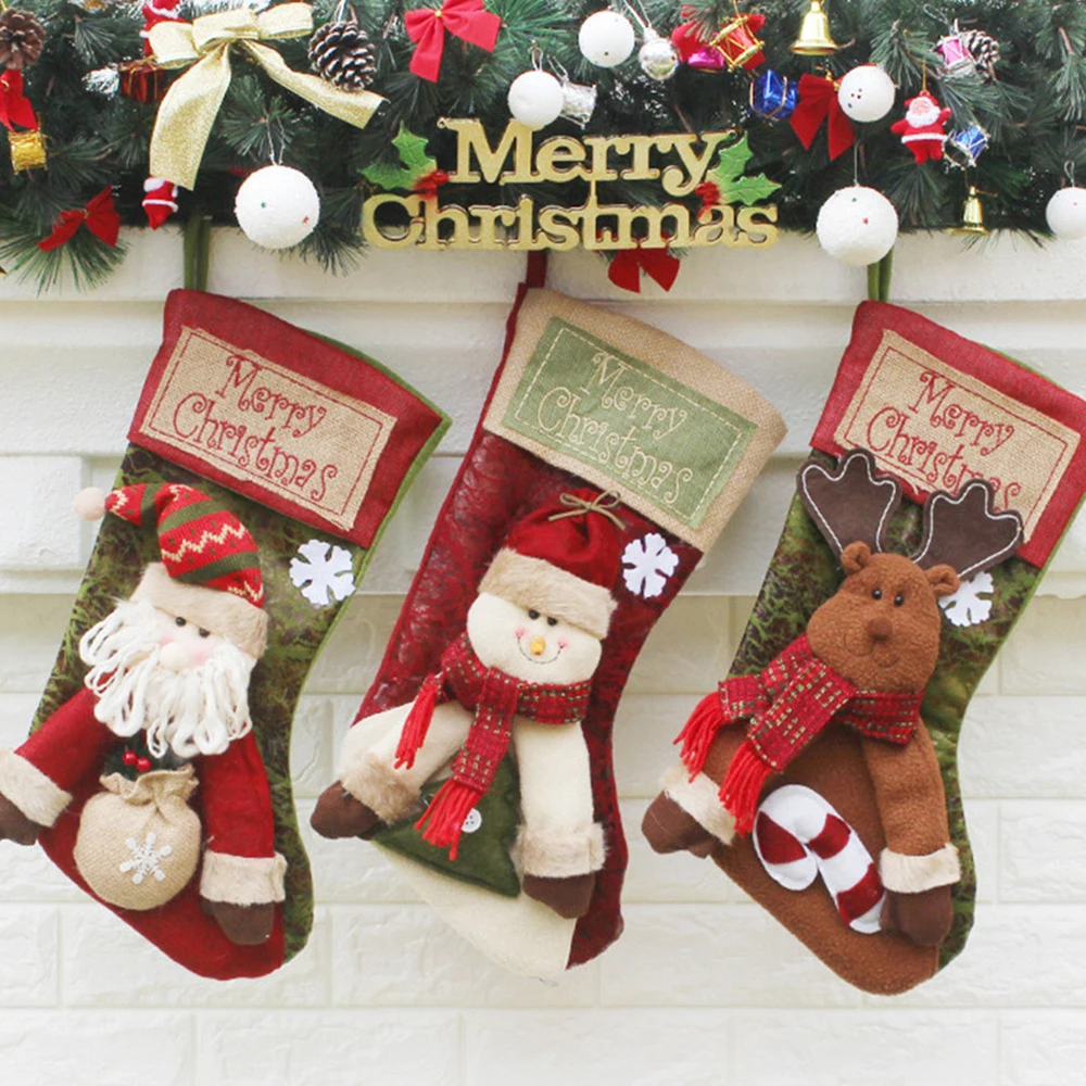 Детские игрушки рождественские носки подарочные пакеты украшения большие