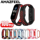 100 шт.упак. Mi Band 4 браслет ремешок на запястье спортивные дышащие силиконовый ремень для Xiaomi Mi Band 4 3 браслетов MiBand