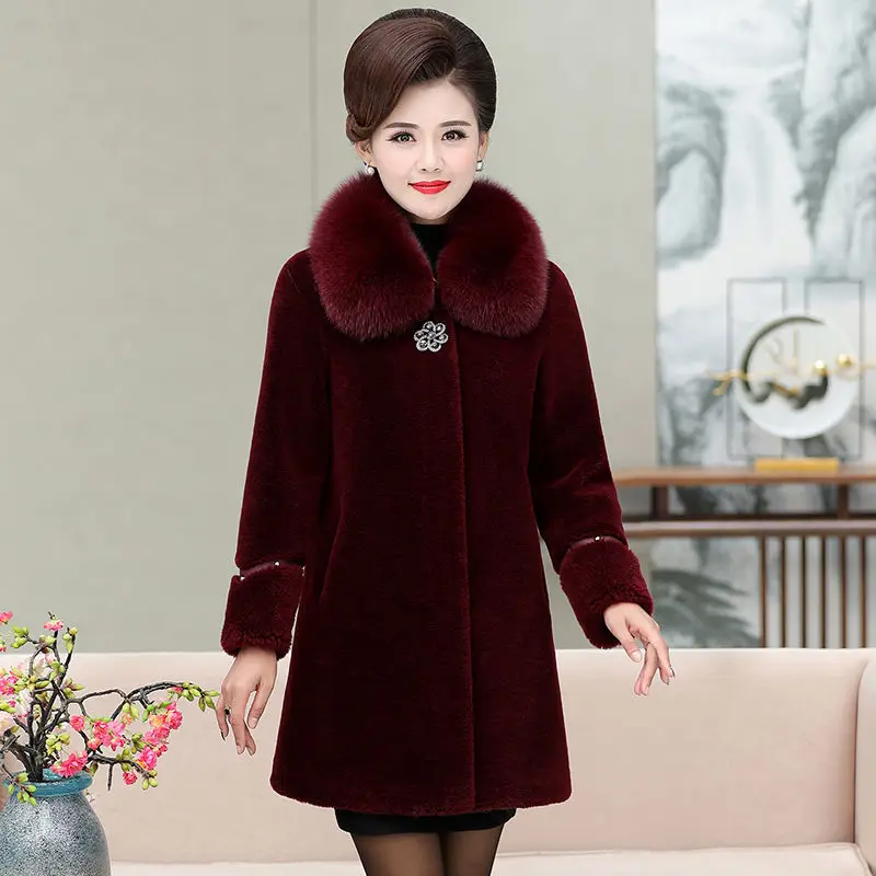 

Women Real Sheep Shearling Coat New Female Winter Casual Wool Real Fur Coats Thick Warm Elegant Loose Long h Jackets E163
