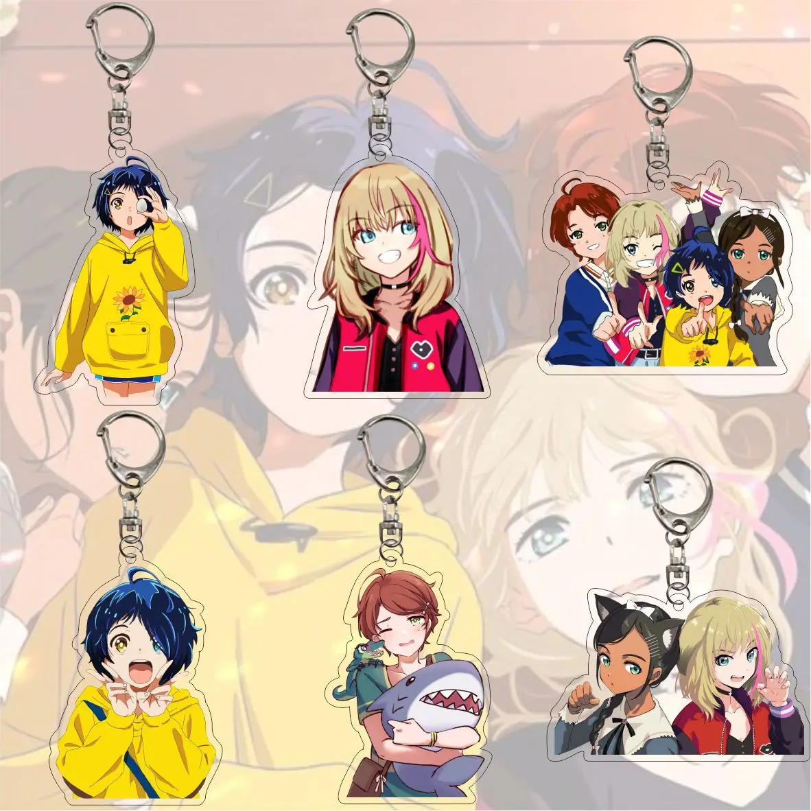 

Japanese Anime Wonder Egg Priority Keychain High Quality Acrylic Couple's Accessories Fans Gift Trinket Bag Car Keyring Pendant