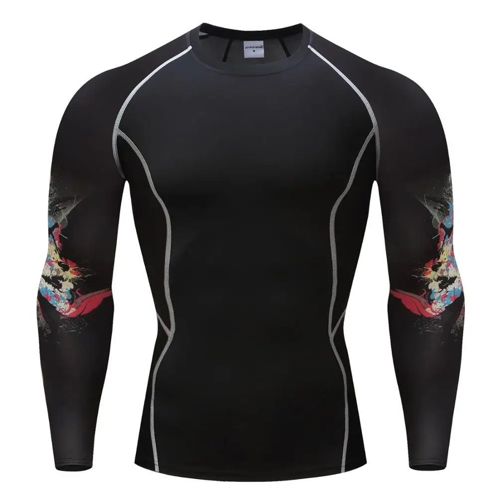 

new men's compression running tights tracksuit training fitness workout long sleeve shirts sport rashguard