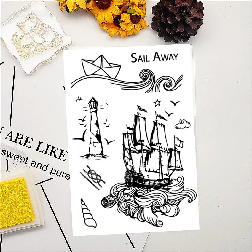 11x16 см пиратский корабль прозрачный печать прозрачные наклейки силиконовый