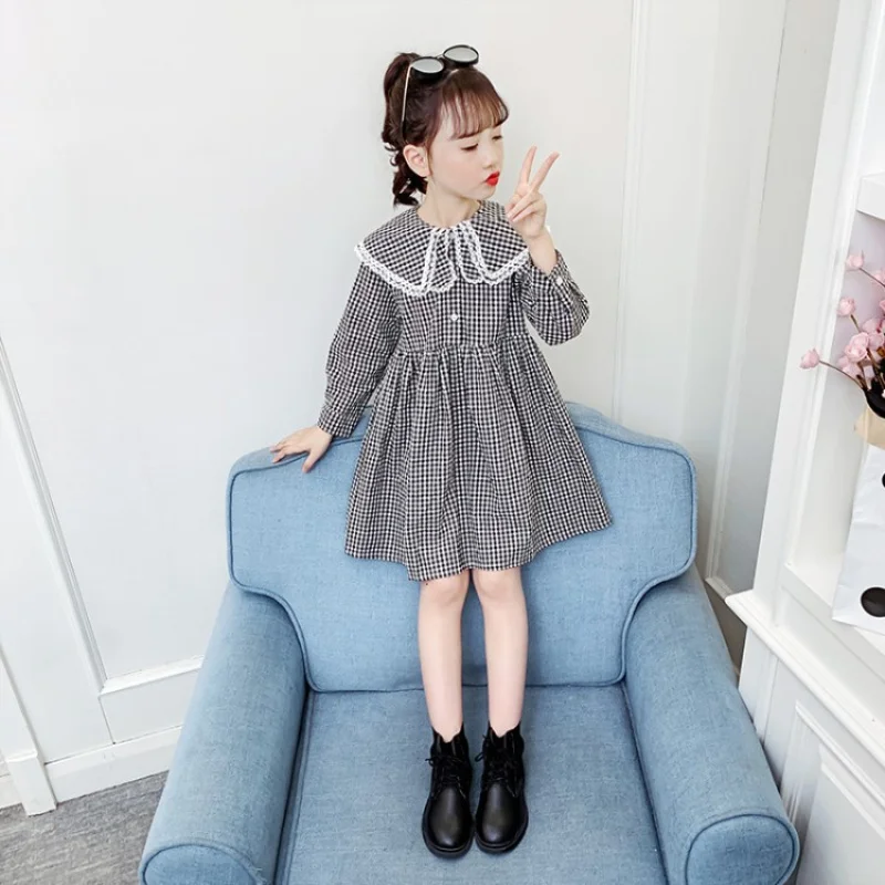 

Girl Dress Kids Baby Gown 2021 Plaid Spring Autumn Toddler Formal Party Outfits Sport Teenagers Dresses Cotton Children Clothing
