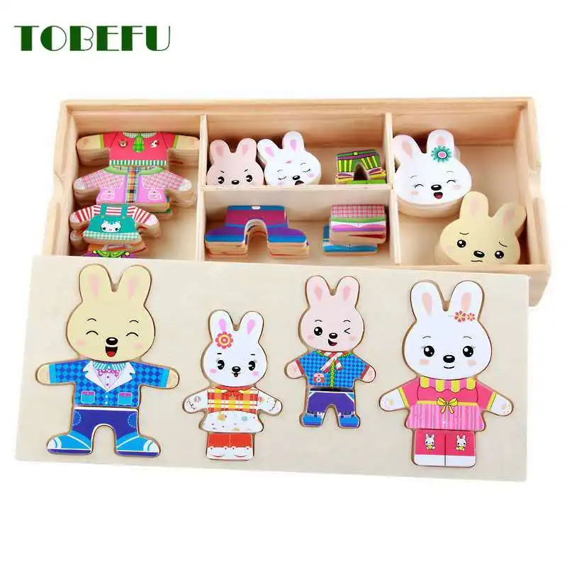 Детские игрушки деревянная коробка образовательный маленький медведь сменная