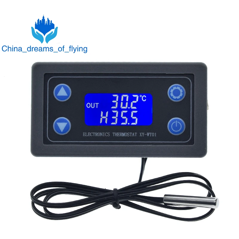 Цифровой регулятор температуры термостат с ЖК дисплеем и датчиком 10 А 6 30 В