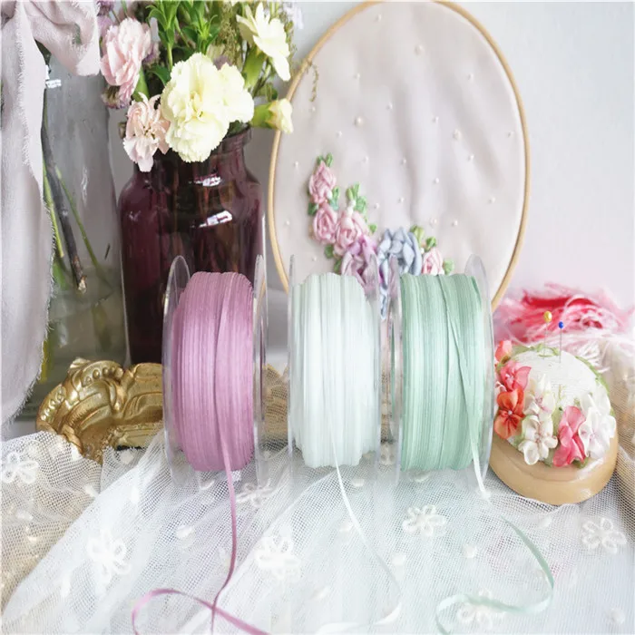 Новый цвет 2 мм однотонные цвета 100% чистый шелк вышивка лента тонкая тафта