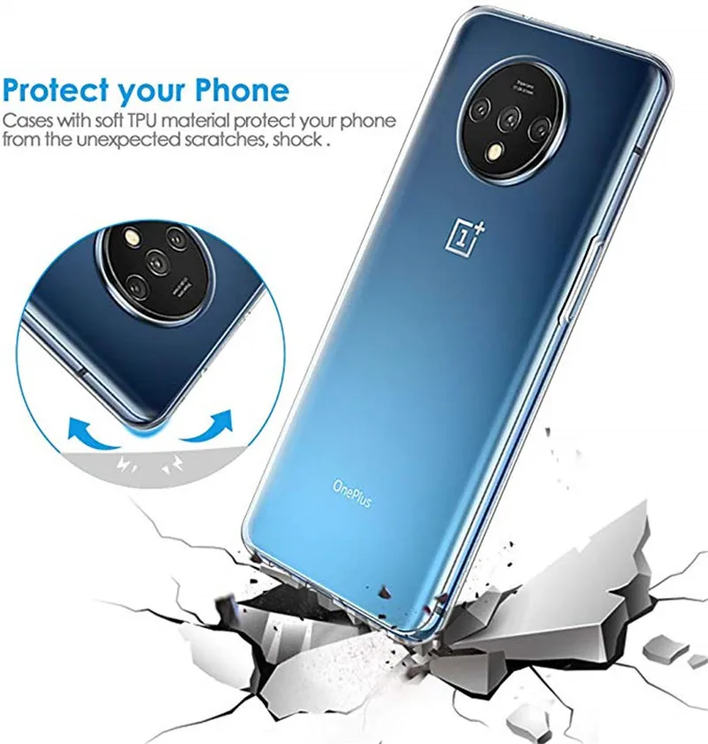 Для One plus 7T чехол oneplus 7 Т образной крышкой ТПУ прозрачный однотонный Мягкий