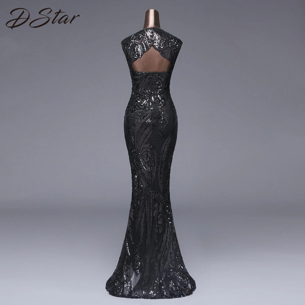Новый Стиль Элегантное длинное черное платье с блестками vestido de festa сексуальное