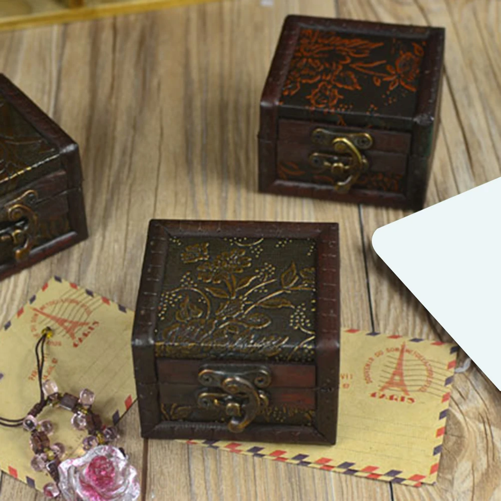 Винтажная деревянная шкатулка ручной работы с замком чехол для ювелирных