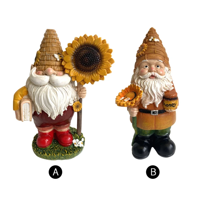 

Resin Figurines Sunflower Honey Gnome Dwarf Ornaments Gnome Decoration Creative Villa Home Figurines Decoartion Best Gift