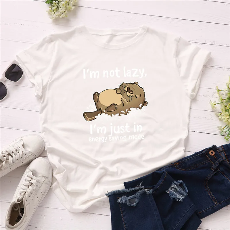 Размера плюс S 5XL новый с милым рисунком кота футболка буквенным принтом для