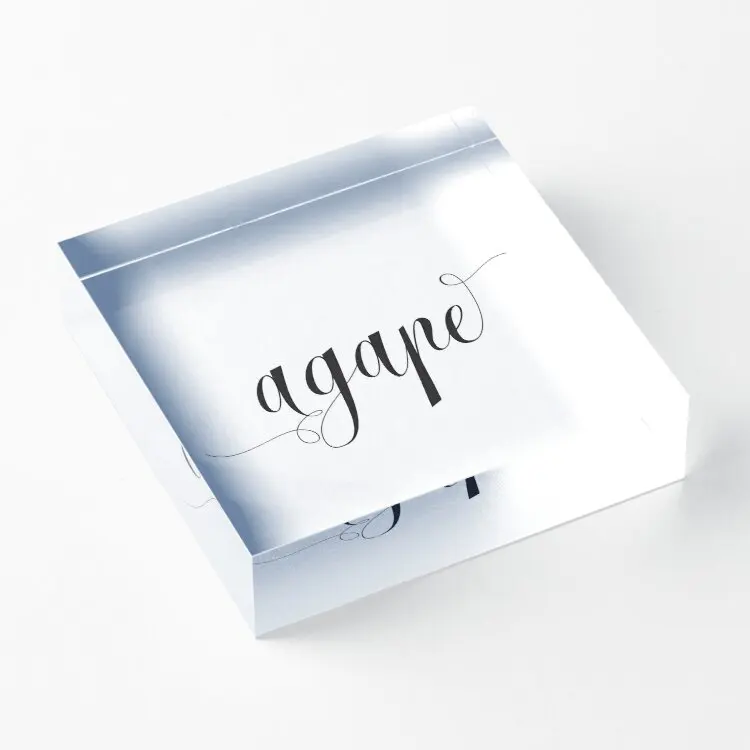 

Agape христианские цитаты выше необработанный акриловый блочный Декор Pad Спальня Печать домашняя комната штамповка искусственный процесс За...