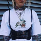Женский кожаный жилет с кольцом, Приталенная футболка с коротким рукавом, 2020