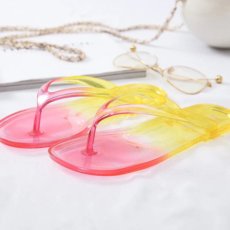 Шлепанцы женские прозрачные градиентные пляжные пикантные сандалии-желе для