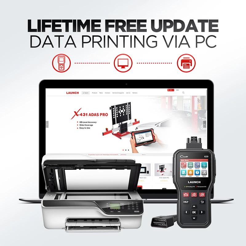 Запуск CR629 OBD2 сканер двигателя SRS ABS подушка безопасности Диагностика активного