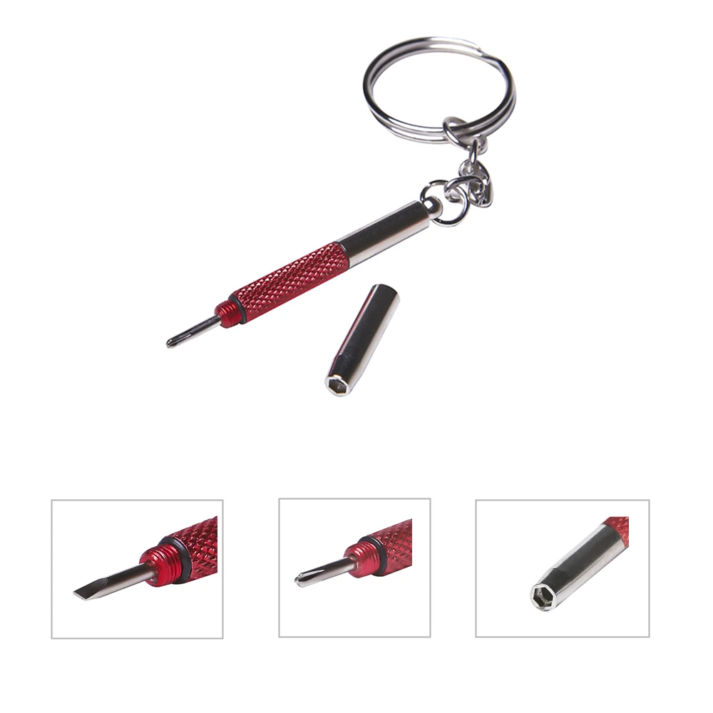 1 pc 3 in 1 Eyeglass Screwdriver Mini Small Little Multifunction Home Sunglass Glass Cellphone Watch Repair Keychain Screwdriver