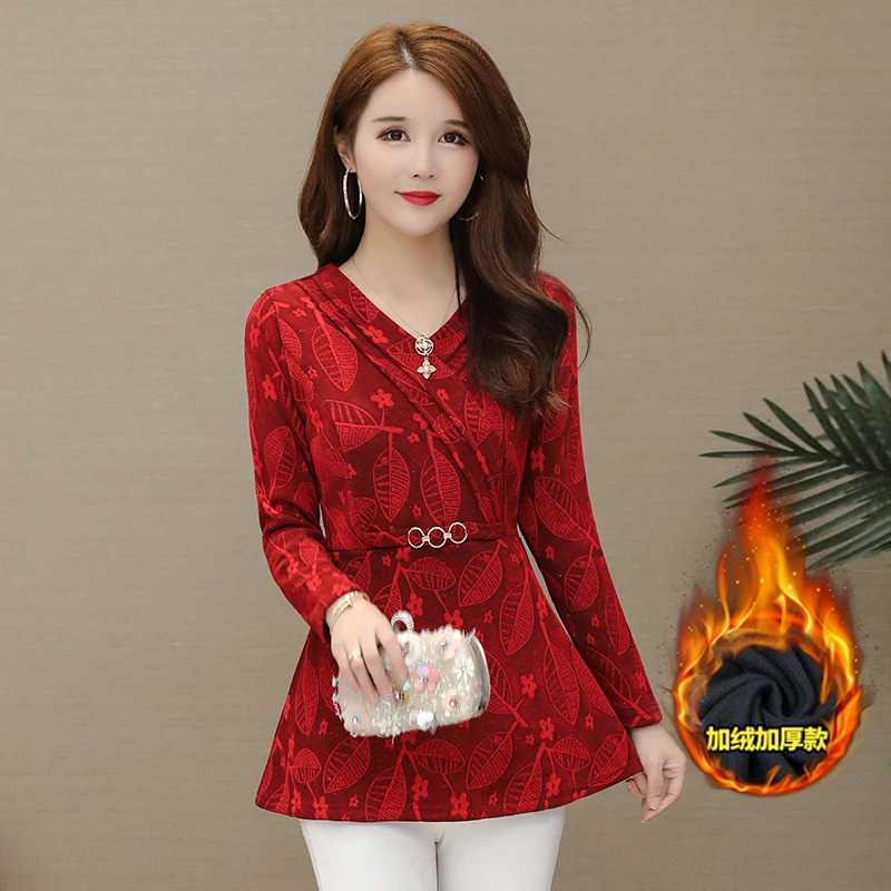 Зимние теплые Бархатные Топы для женщин тонкий трапециевидный дизайн туника топ