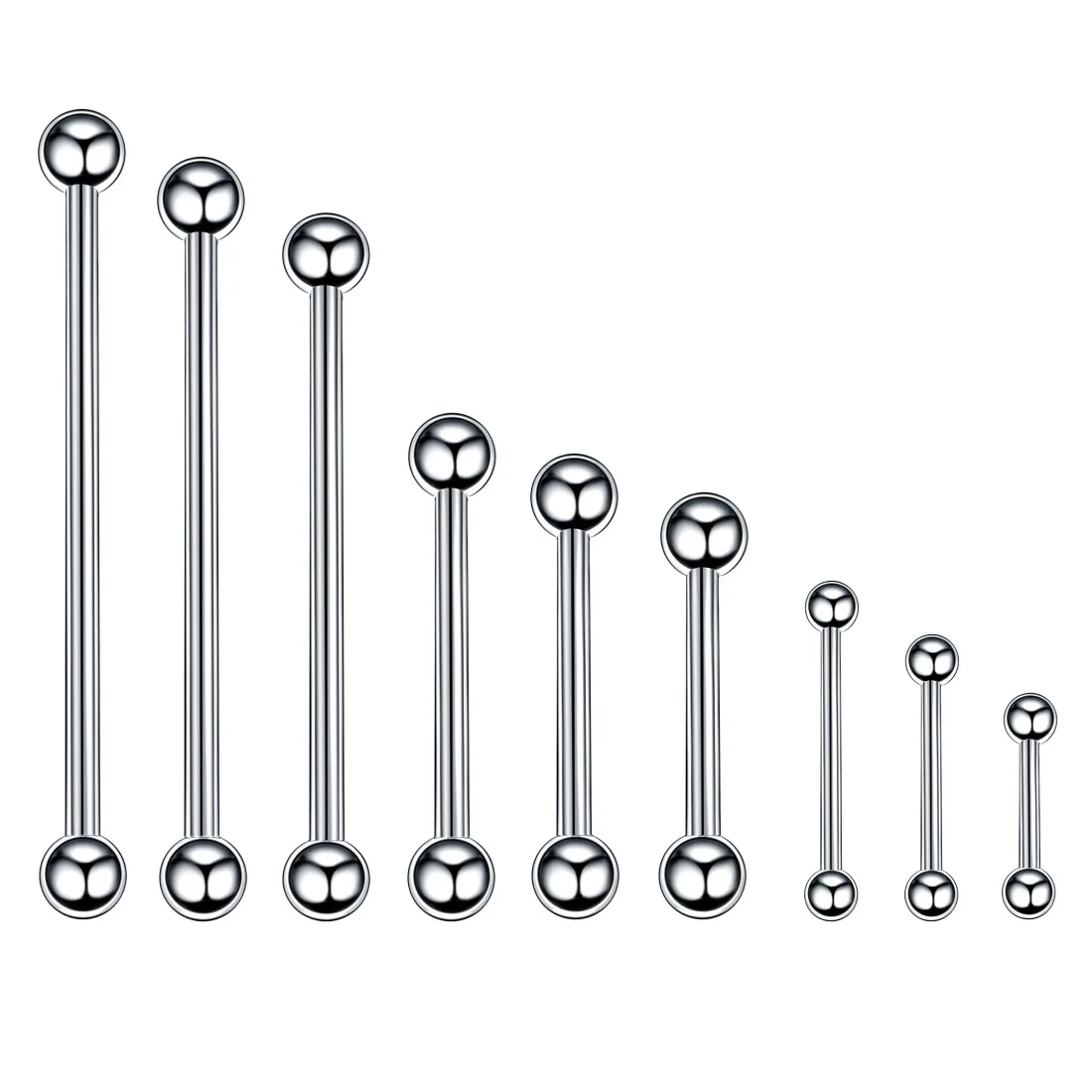 

10PCS Tongue Studs Nipple Ring Straight Barbell Tongue Nipple Bar Piercings Surgical Steel Body Jewelry Long Industrial Rings