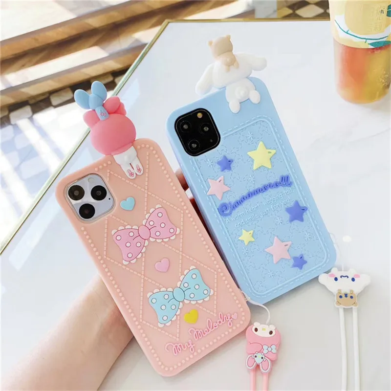 

Japanese and Korean style three-dimensional iPhone11promax mobile phone case iphone 12 pro max silicone iphone 8plus lanyard xs