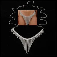 sexy tassel rhinestone thong panties crystal bikini belly body chain jewelry for women night club accessorie