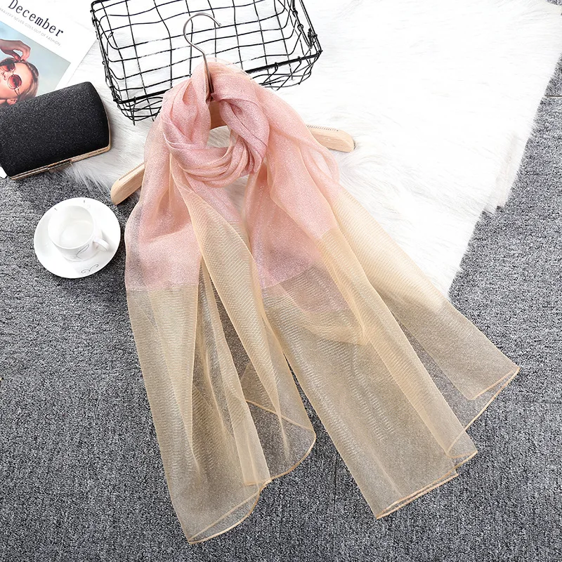 

Красивый модный двухслойный шелковый шарф однотонное вечернее платье Чонсам шаль шарф пляжное платье для женщин Европейский стиль