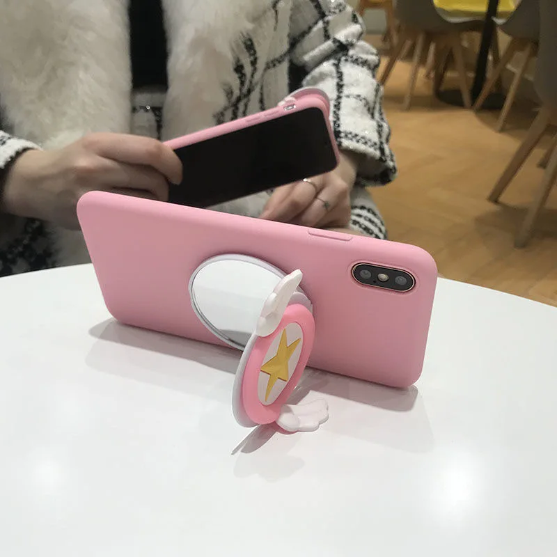 Зеркальный чехол для Xiaomi Mi Note 10 Pro Lite Mi9T 9 8 SE 8Lite с мультяшным держателем на ремешке