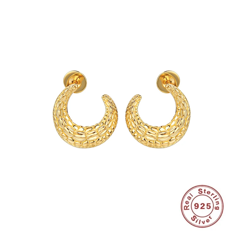 

Tiny Stud Earrings Women Animals Alligator Tail Personality Unique Small 18K Gold Ear Studs Earring 925 Silver Jewelry