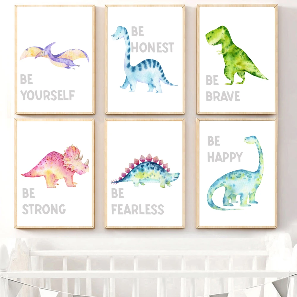 

Dinosaur Inspirational quotes Nursery Wall Art Canvas Painting Nordic Posters And Prints Wall Pictures Baby Kids room Decoration