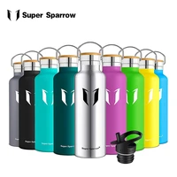 super sparrow stainless steel water bottle vacuum insulated metal thermos bpa free straw drinking bottle for gym travel sports