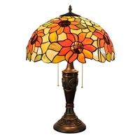 16 inch european sun flower led hotel bar decorative table lamp tiffany stained glass bar dining room bedroom bedside desk lamp